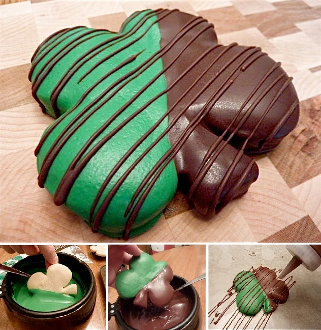 St. Patrick's Chocolate Covered Four-Leaf Clover Shortbread Cookies