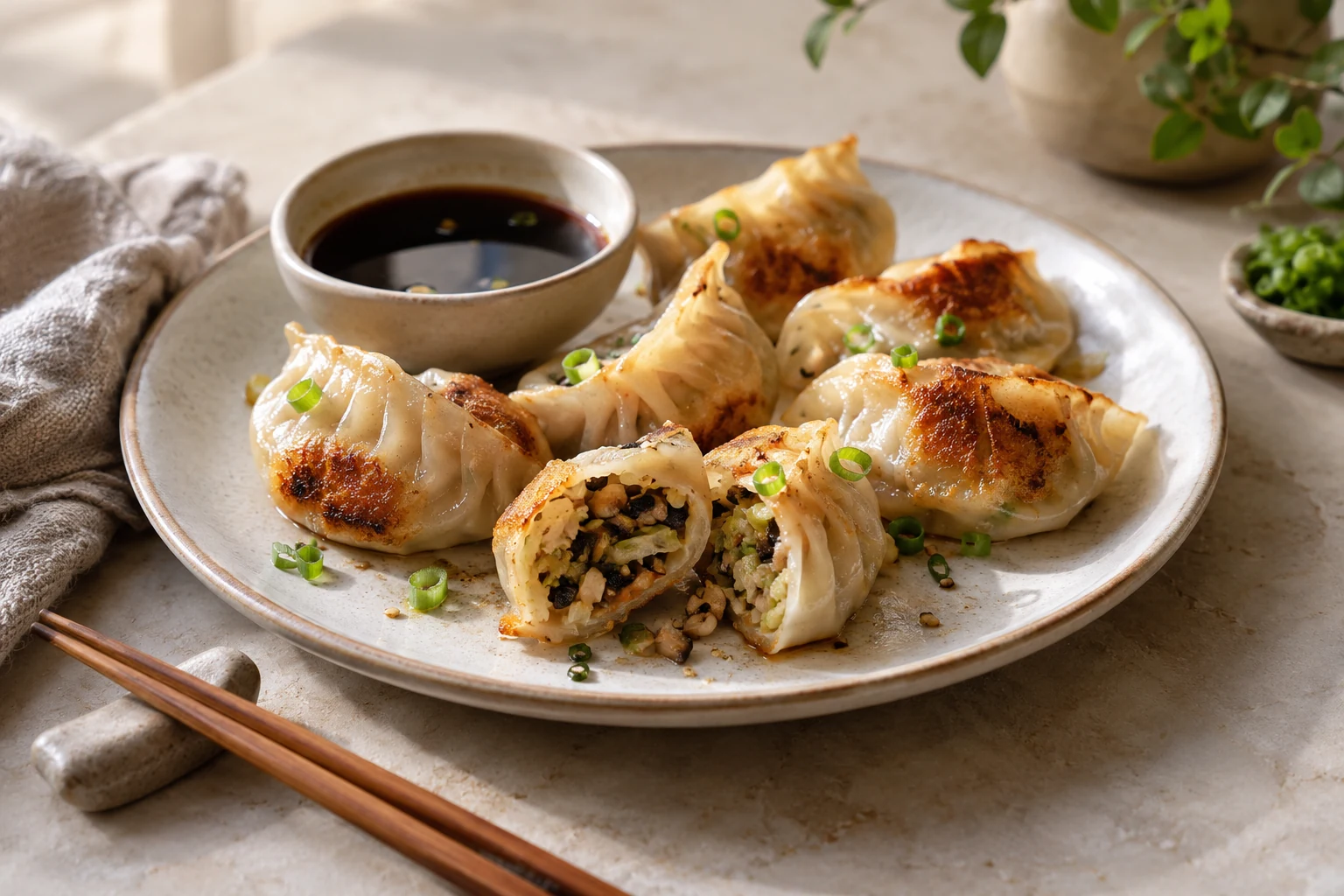 Chinese Vegetarian Dumplings (AI-generated image)