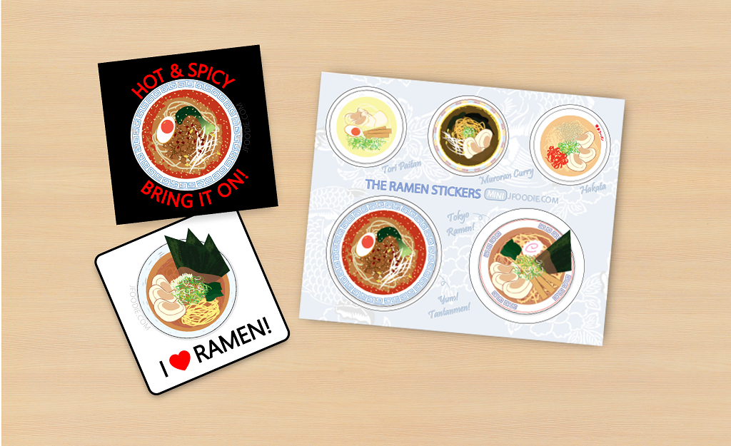 Ramen Sticker Bundle, 2 sheets, 5- 2x2inch sticker — view 2