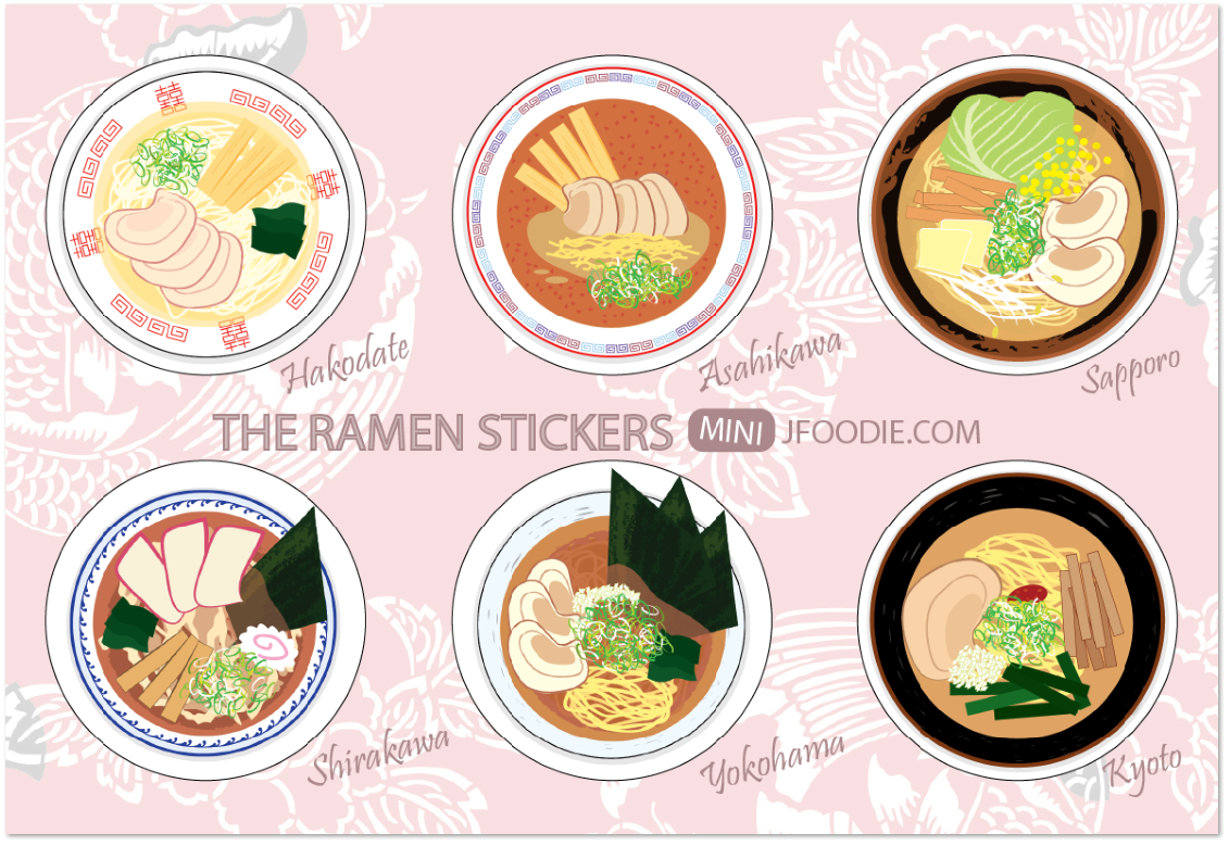 Ramen Sticker Bundle, 2 sheets, 5- 2x2inch sticker — view 3