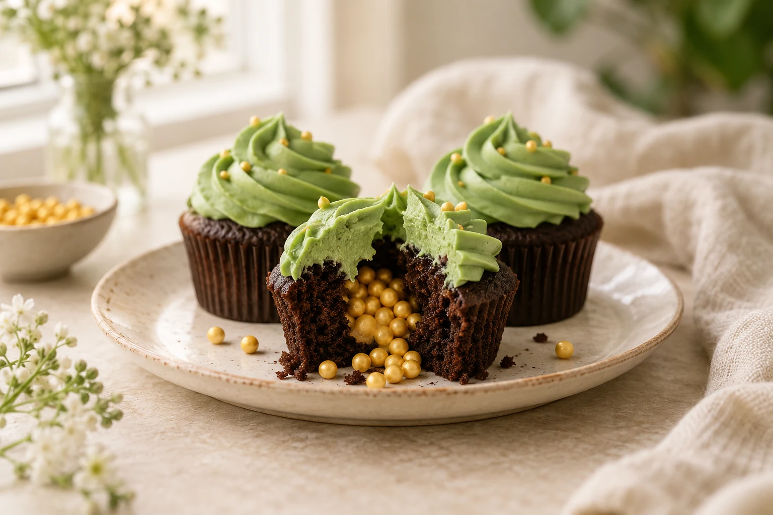 St. Patrick's Day Cupcake with Hidden Gold (AI-generated image)
