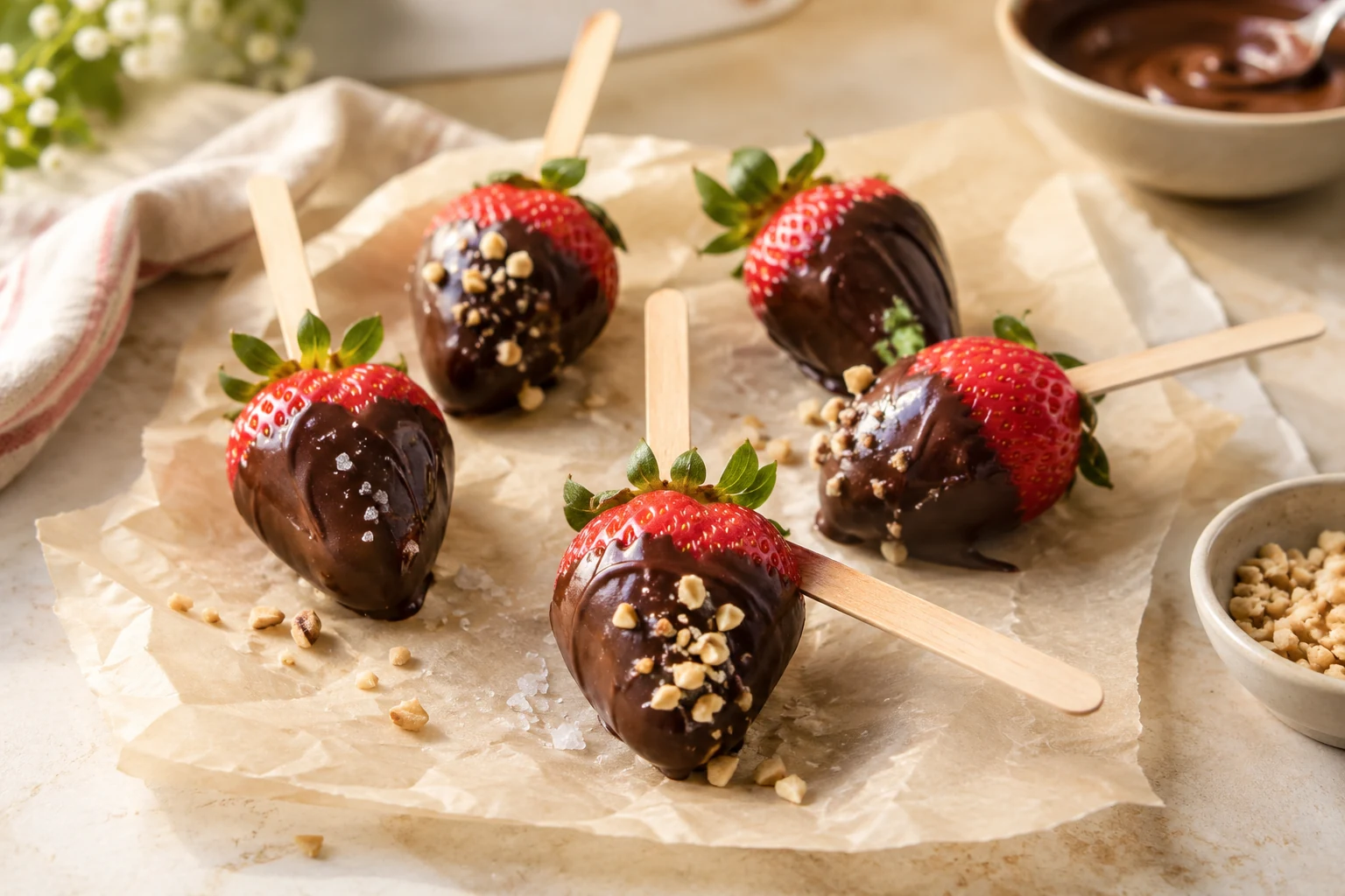 Chocolate Dipped Strawberry Pops (AI-generated image)