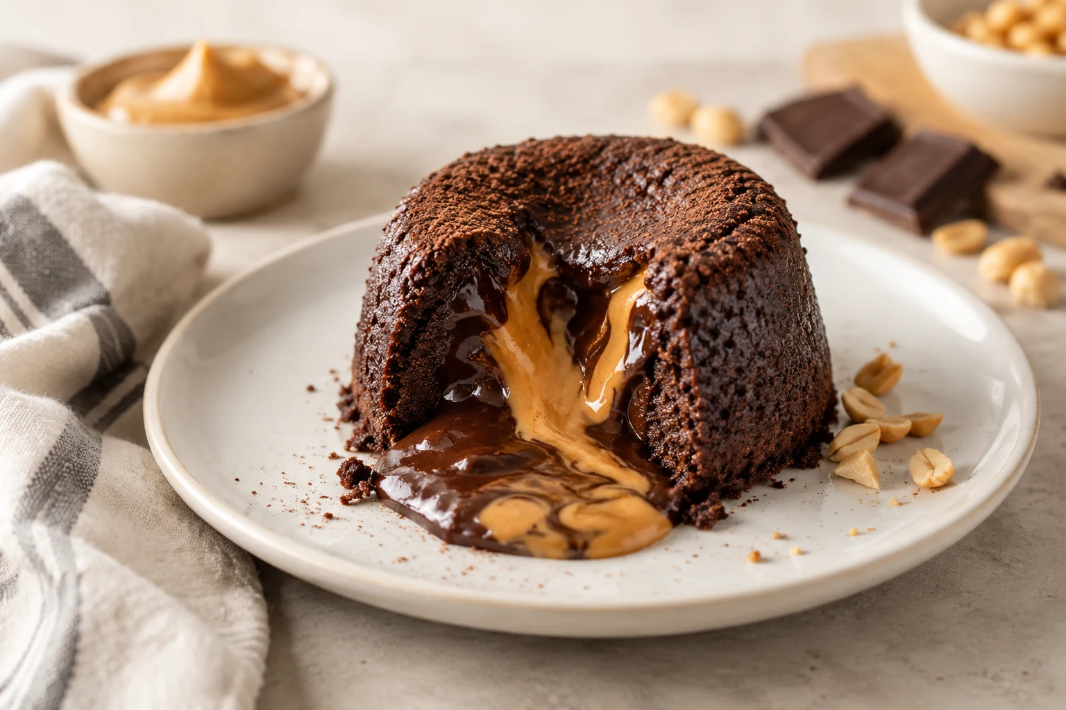 Molten Peanut Butter & Chocolate Lava Cakes (AI-generated image)