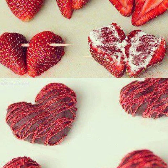Chocolate Covered Strawberry Hearts. Filled With Marshmallow