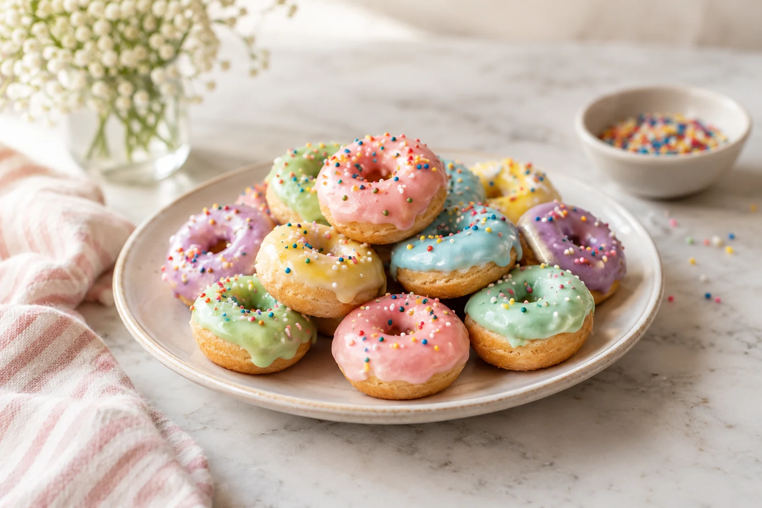 Mini Rainbow Doughnuts (AI-generated image)