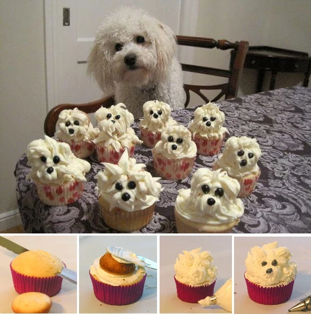 ADORABLE white dog cupcake