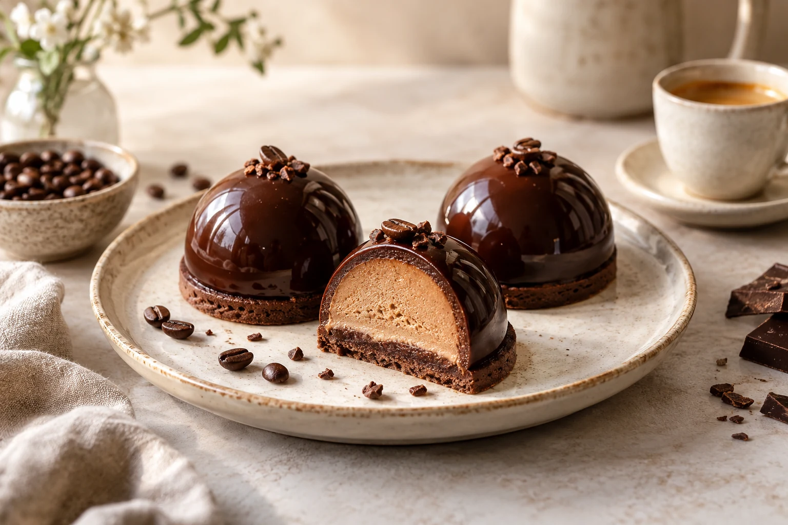 Dark Chocolate and Espresso Demi Spheres (AI-generated image)