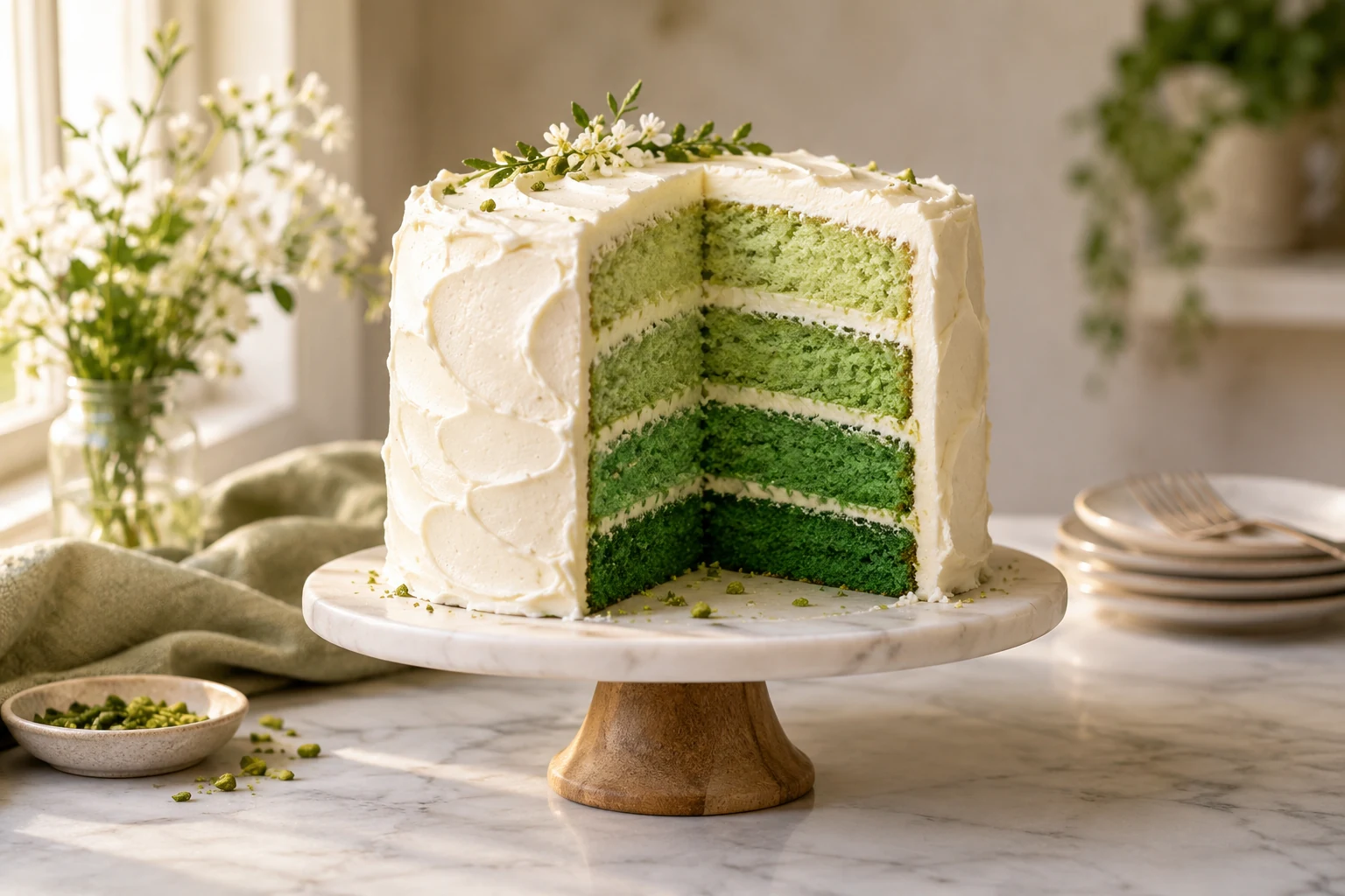 St. Patrick's Day Green Ombre Cake (AI-generated image)